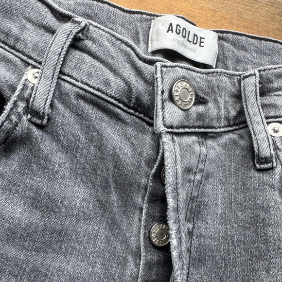 AGOLDE Nico High Waist Slim Foretold Grey Raw Hem 27 - Picture 5 of 8